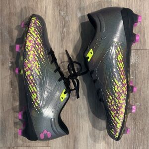 Gray and Pink Soccer Cleats